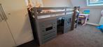 Halfhoogslaper Ties antraciet met hut, Kinderen en Baby's, Kinderkamer | Bedden, Ophalen, 85 tot 100 cm, Gebruikt, Hoogslaper of Stapelbed