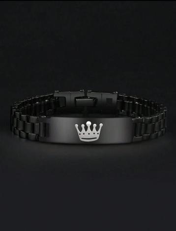 Zwarte armband met kroon beschikbaar voor biedingen