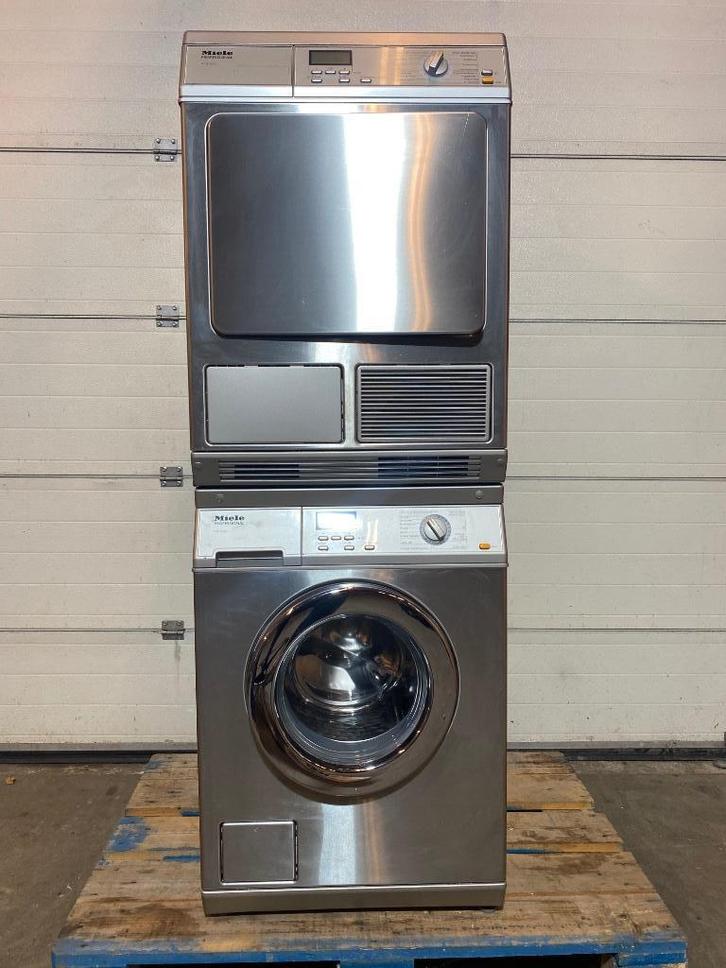 Miele Professional RVS was/droog combinatie, Witgoed en Apparatuur, Was-droogcombinaties, Gebruikt, 6 tot 8 kg, 95 cm of meer