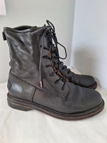 Veterboots van Shabbies Amsterdam maat 38 zwart leer  beschikbaar voor biedingen