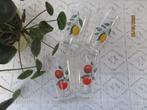 4 retro sapglazen 2 met sinasappel 2 met citroen, Ophalen of Verzenden
