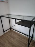 Side tafel zwart Ikea metaal met glas, Huis en Inrichting, Tafels | Sidetables, Ophalen, 50 tot 100 cm, Zo goed als nieuw, Glas