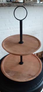 Etagere 2 laags rond bamboe, Huis en Inrichting, Ophalen of Verzenden, Nieuw