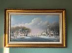 Mooi schilderij winterlandschap op paneel. Thomas Heesakkers, Antiek en Kunst, Ophalen of Verzenden