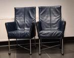 14 Montis Chaplin design eetkamerstoelen leer in gebruikte, Gebruikt, Blauw, Charly label gerard van de berg, Leer