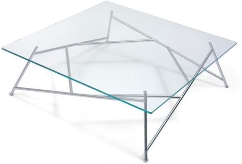 Harvink Mikado design salontafel, glas en metaal, Huis en Inrichting, Tafels | Salontafels, Gebruikt, Minder dan 50 cm, 50 tot 100 cm