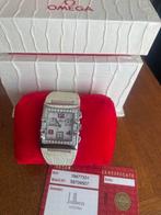 Omega Polshorloge met Strass - Zo goed als nieuw!, Leer, Staal, Polshorloge, Ophalen of Verzenden