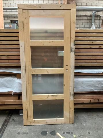 Vuren enkele dichtdeur 4 ruits melkglas beschikbaar voor biedingen