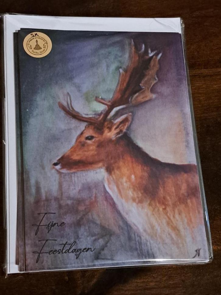 Set originele Kerstkaarten Hert met Gewei A5/Ansicht formaat, Verzamelen, Dierenverzamelingen, Nieuw, Overige typen, Hert, Ophalen of Verzenden