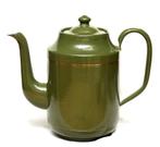 Donkergroen met gouden bies, emaille theepot, Ophalen of Verzenden