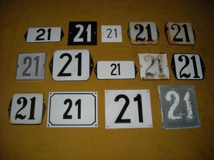 oud emaille huisnummer 21 ook 22 23 24 25 26 27 28 29 30 31, Antiek en Kunst, Antiek | Emaille, Ophalen of Verzenden