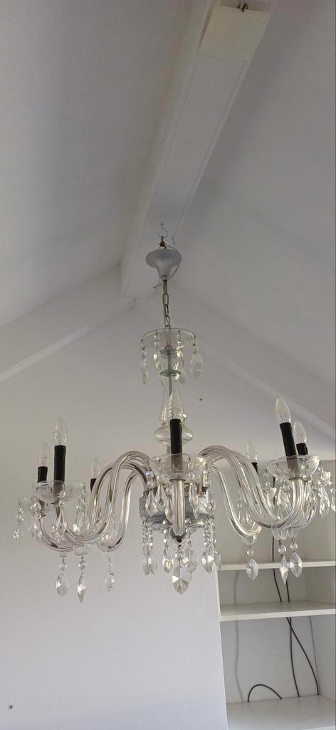 Zware kristallen kroonluchter, Huis en Inrichting, Lampen | Kroonluchters, Gebruikt, Overige materialen, Ophalen
