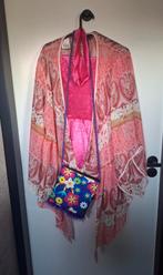 Roze hippie, flower power pak met accessoires, maat 48, Carnaval, Maat 46/48 (XL) of groter, Ophalen of Verzenden, Zo goed als nieuw