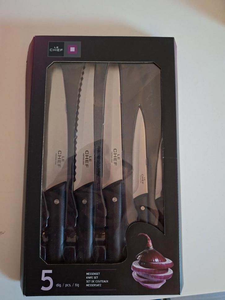 Le Chef Messenset - 5 Delig, Huis en Inrichting, Keuken | Bestek, Nieuw, Bestekset, Rvs of Chroom, Vaatwasserbestendig, Ophalen of Verzenden