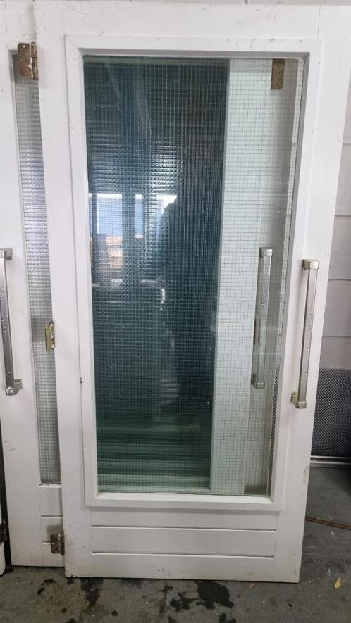 Dubbele klapdeur deuren draadglas ( 212 ), Doe-het-zelf en Verbouw, Deuren en Horren, Gebruikt, Binnendeur, 200 tot 215 cm, 80 tot 100 cm