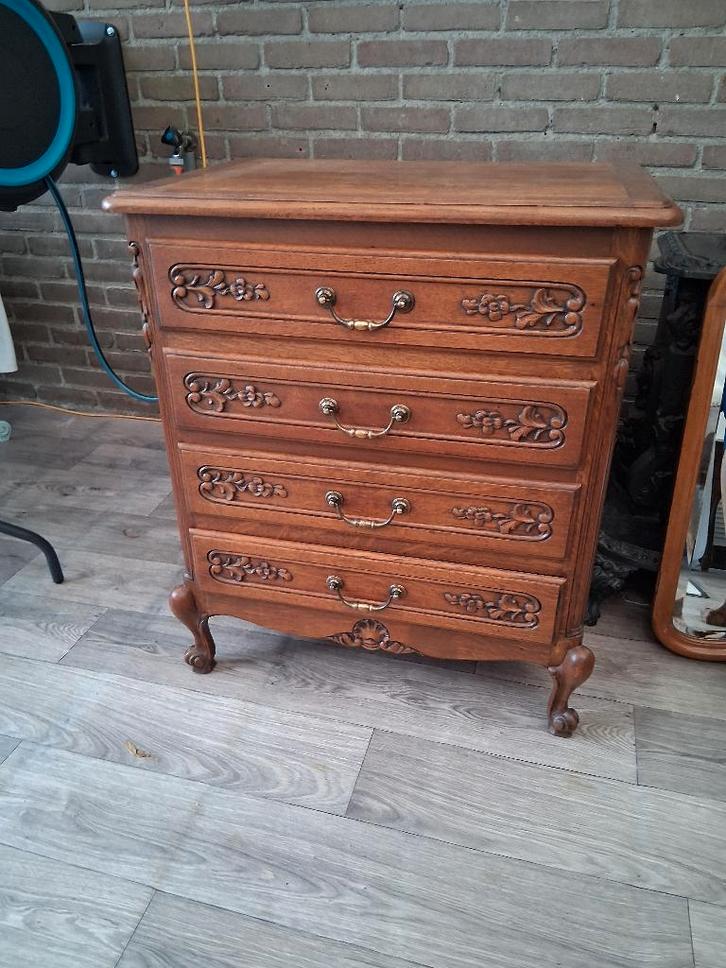 Barok eiken ladekast in queen anne stijl  195,00, Huis en Inrichting, Kasten | Ladekasten, Zo goed als nieuw, Minder dan 100 cm