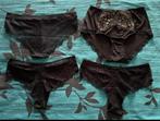 4 zwarte kanten hunkermuller dames slips maat S/M 4 voor €10, Hunkemöller, Ophalen of Verzenden, Zwart, Slip