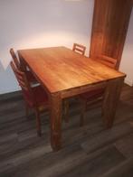 Tafel met 4 stoelen (teakhout), Huis en Inrichting, Complete eetkamers, 4 tot 6 stoelen, Gebruikt, Ophalen