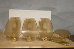 4x vergulde wandlamp gegraveerd glas  vintage, 2e hands, Ophalen of Verzenden, Zo goed als nieuw, 2e hands