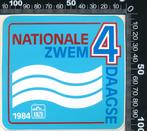 Sticker: KNZB - Nationale Zwemvierdaagse - 1984, Sport, Ophalen of Verzenden