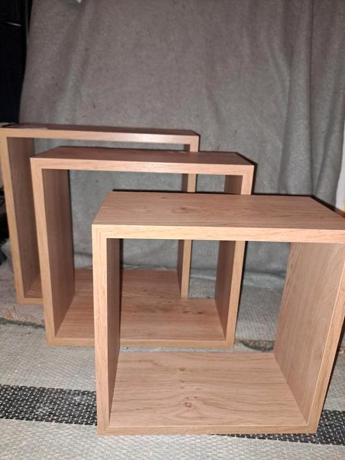 Houten Wandkubussen - Set van 3, Huis en Inrichting, Woonaccessoires | Wandplanken en Boekenplanken, Zo goed als nieuw, Ophalen