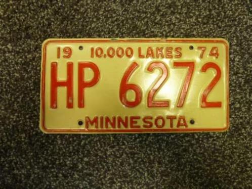 Kentekenplaat licenseplate Minnesota 1974 USA, Verzamelen, Automerken, Motoren en Formule 1, Gebruikt, Auto's, Verzenden