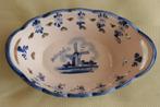 Ovalen diepe schaal blauw porselein, Ophalen of Verzenden
