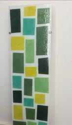 Vintage IKEA Gyllen wandlamp, groene blokken patroon, Ophalen, 50 tot 75 cm, Vintage, Glas