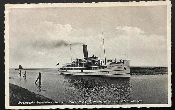 Enkhuizen Stavoren veerboot R.van Hasselt 1915-1959, Verzamelen, Ansichtkaarten | Nederland, Ophalen of Verzenden