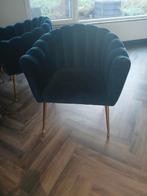 Schelpen stoelen eettafel blauw velvet, Ophalen, Zo goed als nieuw, Stof