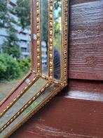 Unieke antieke Venetiaanse vintage spiegel in gouden lijst, Ophalen of Verzenden, Rechthoekig