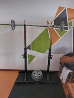 Squat rack + 70kg set gietijzer, barbell. nieuwkoop:€500, Ophalen, Zo goed als nieuw, Benen, Halterset