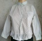 VINTAGE Meisjes blouse wit met zwarte stipjes maat 140, Ophalen of Verzenden, Gebruikt, Meisje, Overhemd of Blouse