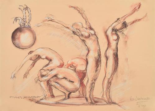 Kees Verkade (1941) Lithografie "Etudes Nieuwspoort" Ges Gen, Antiek en Kunst, Kunst | Litho's en Zeefdrukken, Ophalen of Verzenden