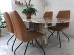 Marmeren eettafel plus stoelen, Huis en Inrichting, Tafels | Eettafels, Ophalen, Overige materialen, Klassiek, 50 tot 100 cm