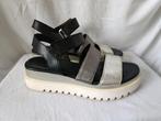 Nette leren zwart-antraciet-zilveren sandalen Gabor mt 38, Zwart, Gabor, Gedragen, Sandalen of Muiltjes