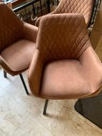 6 eetkamer stoelen Cognac met zwart onderstel, Huis en Inrichting, Stoelen, Ophalen, Bruin, Nieuw, Leer