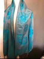Pashmina - blauw / grijs - 69 x 195 cm, Kleding | Dames, Mutsen, Sjaals en Handschoenen, Ophalen of Verzenden, Zo goed als nieuw