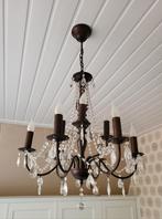 Bruin/ bronzen kroonluchter met 9 armaturen voor (kaars)lamp, Ophalen, Zo goed als nieuw