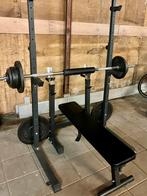 Home gym - Squatrek benchpress dumbells cable pulley, Sport en Fitness, Fitnessapparatuur, Ophalen, Benen, Gebruikt, Krachtstation