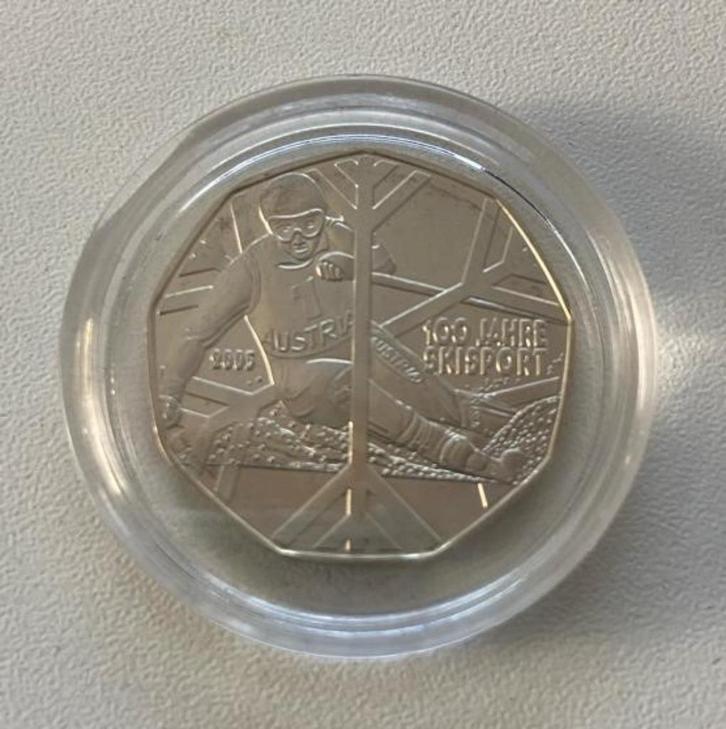 2005 OOSTENRIJK 5 EURO ZILVER SKISPORT *UNC*, Postzegels en Munten, Munten | Europa | Euromunten, Losse munt, 5 euro, Oostenrijk