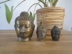 3x bronzen, koperen, metalen boeddhahoofd, boeddha beeld, Huis en Inrichting, Woonaccessoires | Boeddhabeelden, Ophalen of Verzenden