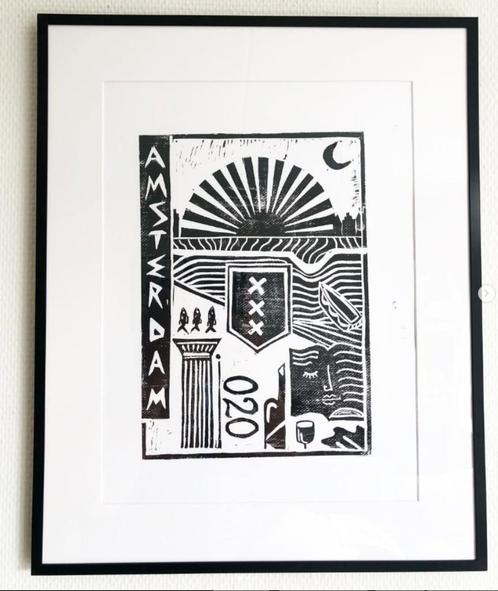 Lino print handmade, Huis en Inrichting, Woonaccessoires | Wanddecoraties, Nieuw, Ophalen of Verzenden