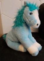 Knuffel paard blauw middelgroot, Ophalen of Verzenden, Zo goed als nieuw, Paard