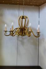 Goudkleurige smeedijzeren kroonluchter met 8 armen, Ophalen, Gebruikt, Romantisch, Onbekend
