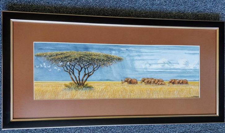 Aquarel Nganga Ndeveni, Antiek en Kunst, Kunst | Niet-Westerse kunst, Ophalen