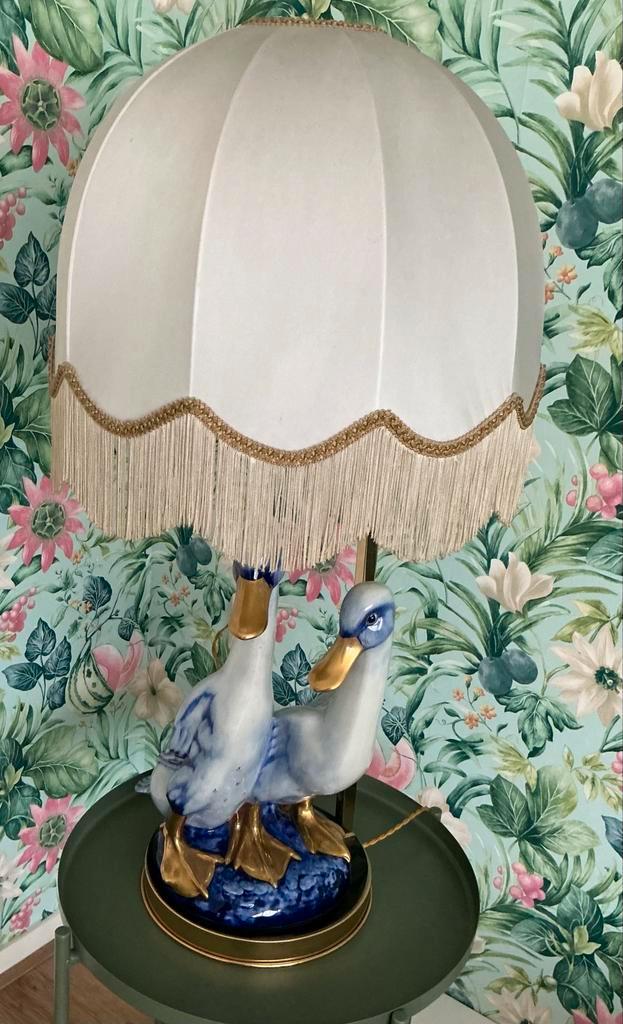 Antieke Eenden Lamp met Engelse Kap, Antiek en Kunst, Antiek | Lampen, Ophalen of Verzenden
