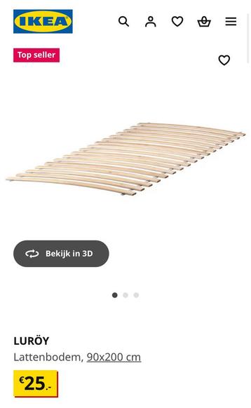IKEA bedframe + lattenbodem + matras (90x200 cm - afbeelding 2