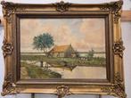 J.H. Bertke - Boerderij aan het water - olieverf op doek, Antiek en Kunst, Kunst | Schilderijen | Klassiek, Ophalen of Verzenden