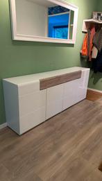 Dressoir Wit/Hout, 208cm breed, Huis en Inrichting, Kasten | Dressoirs, Ophalen, Gebruikt, 200 cm of meer, Met lade(s)